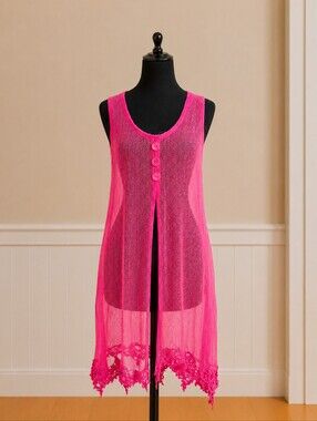 Simply Noelle Pink Sheer Sleeveless Dress/Coverup